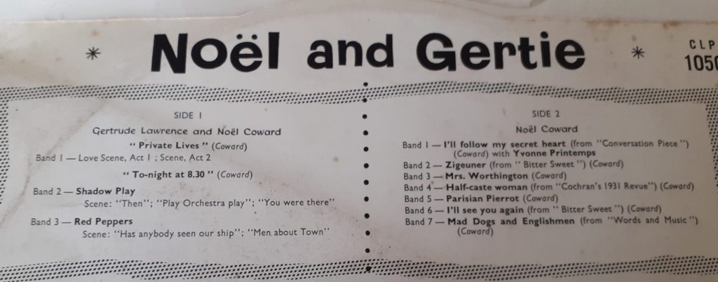 Hungerford Arcade Blog Noel Coward Record Sept 2020